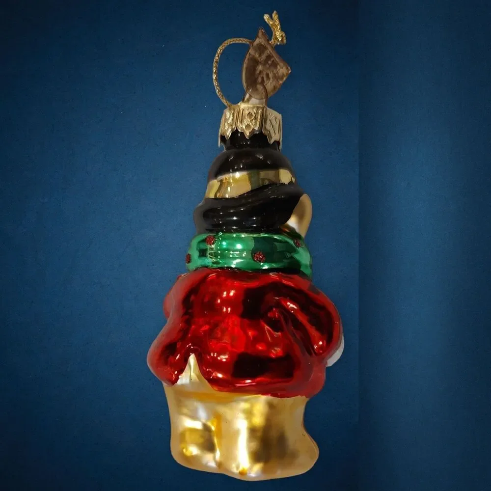 Gentleman Bear with Present Ornament Hand Blown Glass Thomas Pacconi Classics 02